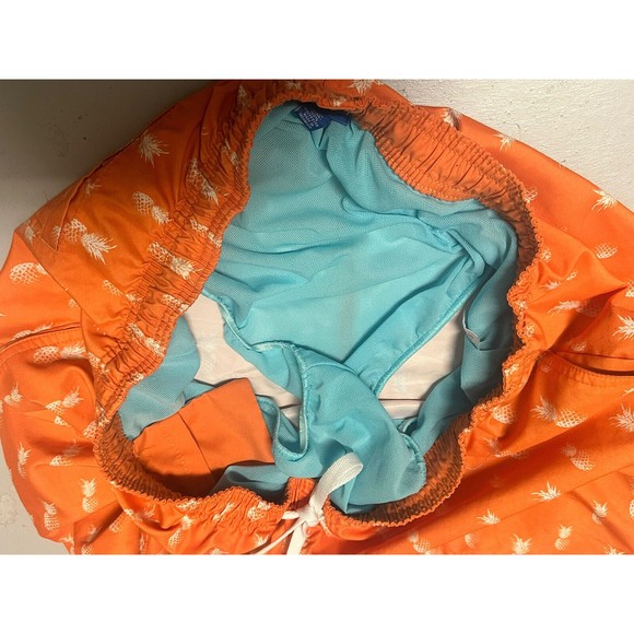 Boca Classics Mens Swim Shorts Size Orange Tropical Drawstring Pockets - Picture 3 of 5